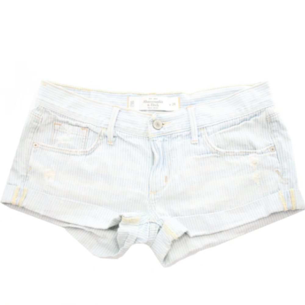 ABERCROMBIE & FITCH PINSTRIPE JEAN SHORTS SIZE 00